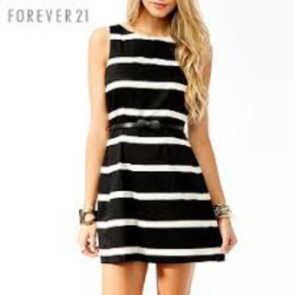 FOREVER 21 Striped Sheath Dress (with Belt!)